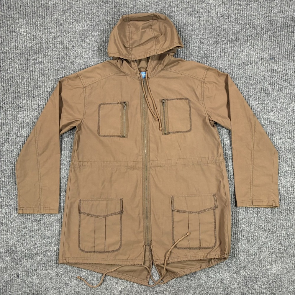 Simply Vera Vera Wang Womens M Brown Hooded Utility Jacket Zip Drawstring